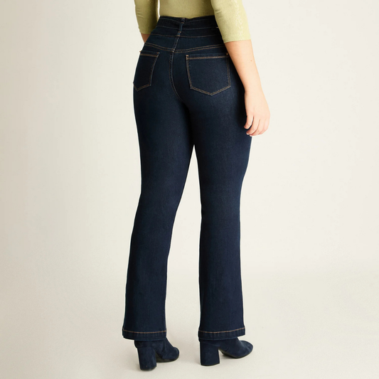 Jeans Flare Con Cinturon Lorenzo Di Pontti Azul Mujer