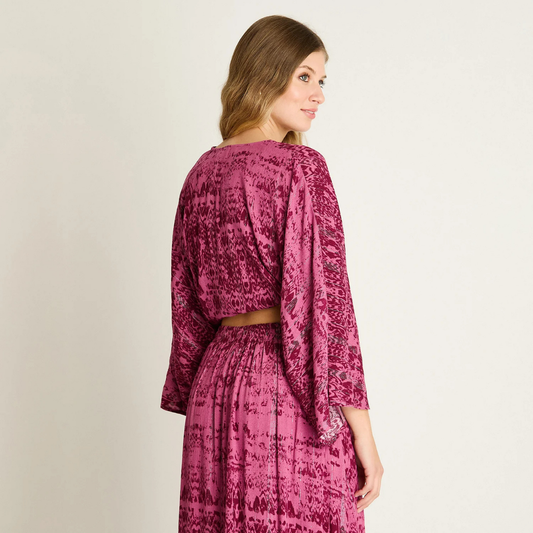 Blusa Lila Amarre Frontal Acuarela Mujer