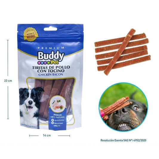 Snack Tiras de Pollo con Tocino para Perro Buddy Pet