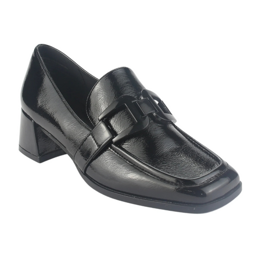 Mocasin Chalada Mujer Negro Taco Medio
