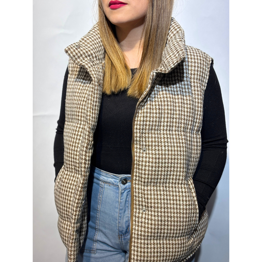 Chaqueta Amira Sin Mangas Escoces Café