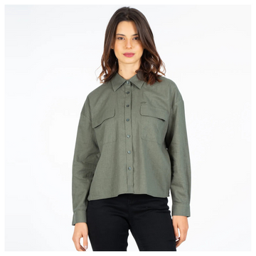 Blusa Ellus Manga Larga Mujer Lino Military Green