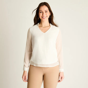 BLUSA BEIGE CON CUELLO CAMISERO | LORENZO DI PONTTI