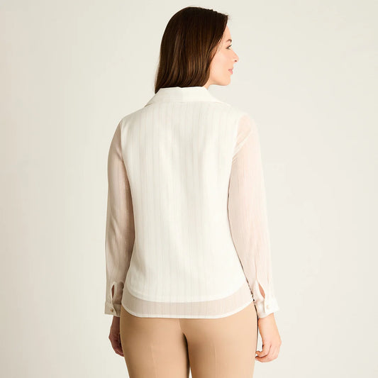 BLUSA BEIGE CON CUELLO CAMISERO | LORENZO DI PONTTI