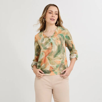 BLUSA ESTAMPADA TERRACOTA | LORENZO DI PONTTI