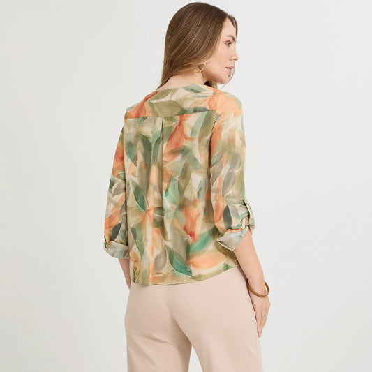 BLUSA ESTAMPADA TERRACOTA | LORENZO DI PONTTI