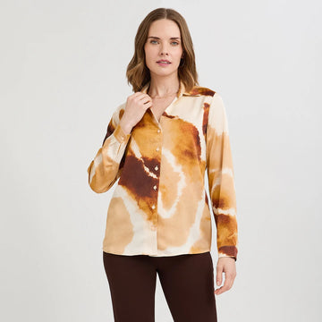 BLUSA TERRACOTA SATIN ESTAMPADO | LORENZO DI PONTTI