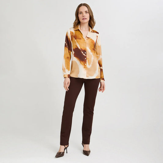 BLUSA TERRACOTA SATIN ESTAMPADO | LORENZO DI PONTTI