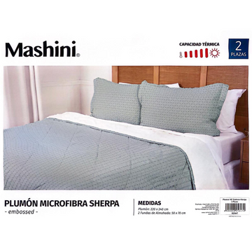 Plumón Microfibra Sherpa Gris 2p