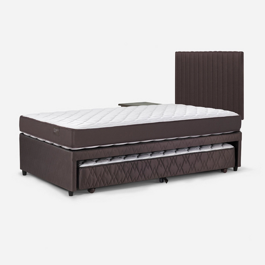 Diván Cama Ergo-T-New 1,5 Plazas + Respaldo Lucio y Velador Ferrara