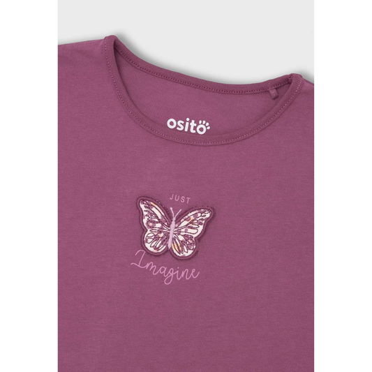 Polera Manga Larga Osito PU Purpura Niña