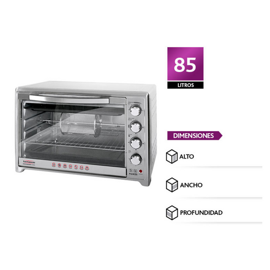 Horno Electrico Sindelen  HE-850 INOX. 85LTS. 2000W