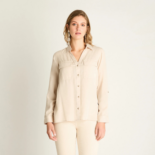 Blusa Curvi Beige Mujer