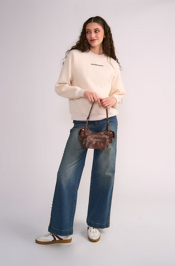 JEANS ANCHOS AZUL MEDIO OXIDADO LATERALES ANCHOS | II GIOCO MUJER