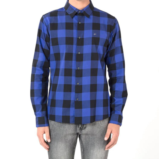 CAMISA ELLUS AZUL M/L CHECK AZUL BIC + NEGRO