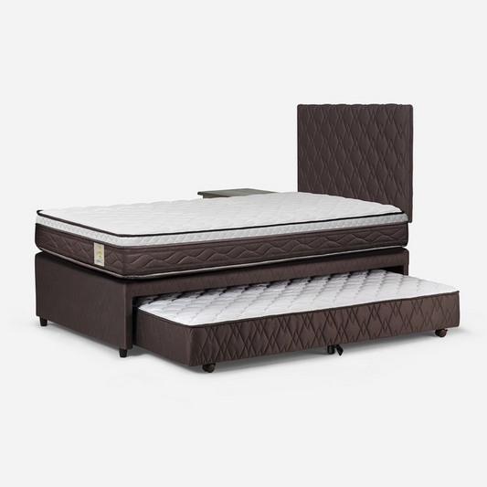 Diván Cama New Style 4 Plus 1,5 Plazas + Respaldo Ivar y Velador Ferrara
