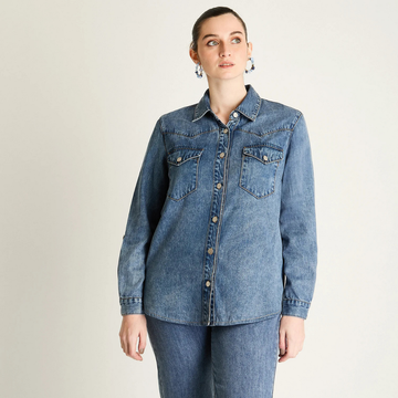 Casaca Curvi Azul Mezclilla Mujer