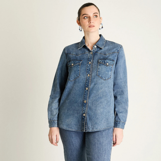 Casaca Curvi Azul Mezclilla Mujer