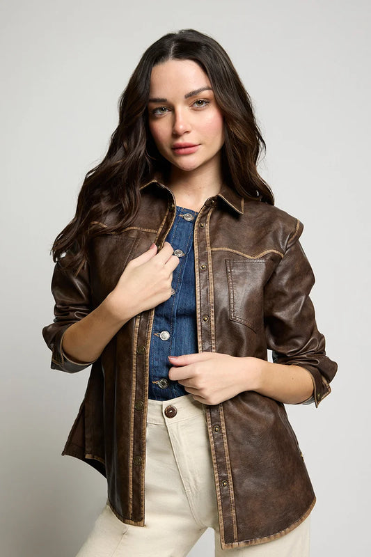 SOBRECAMISA MUJER ECOCUERO | AMALIA JEANS