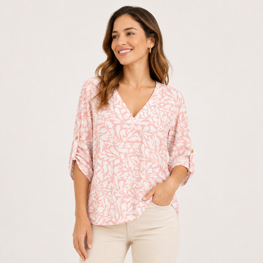 BLUSA CUELLO V ESTAMPADA | GIVE