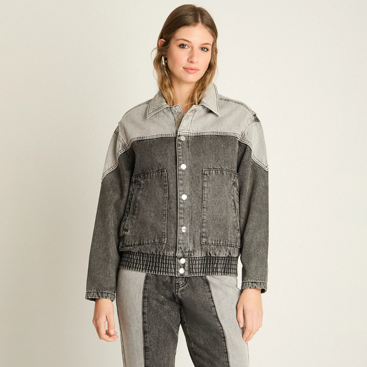 Casaca Mezclilla Gris Acuarela Mujer