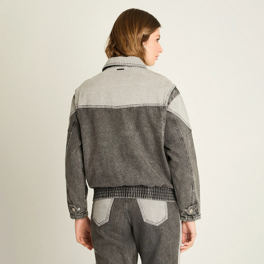 Casaca Mezclilla Gris Acuarela Mujer