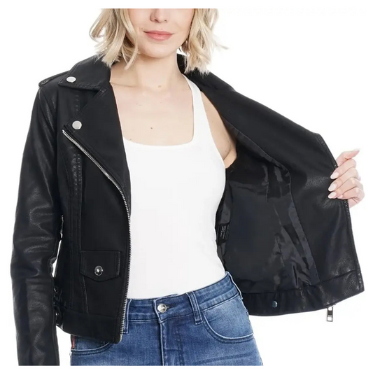 Chaqueta Ellus Black Biker Pu Mujer