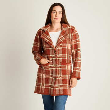 Abrigo Curvi Tejido Chenille Con Bolsillos Camel