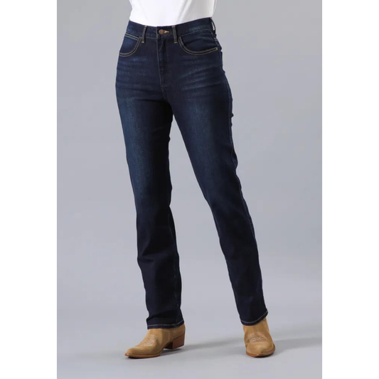 Jeans Wrangler Straight Mid Rise Blue Denim