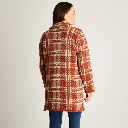 Abrigo Curvi Tejido Chenille Con Bolsillos Camel