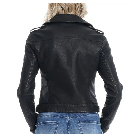 Chaqueta Ellus Black Biker Pu Mujer