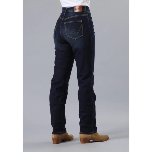 Jeans Wrangler Straight Mid Rise Blue Denim