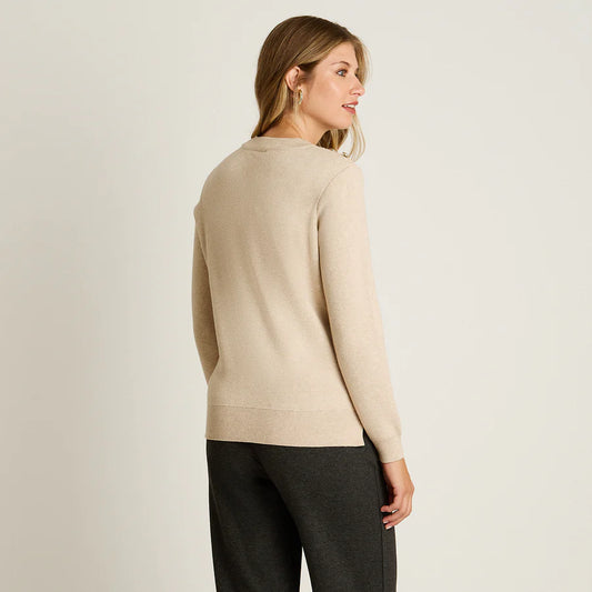 SWEATER BEIGE CON ESTAMPADO GEOMÉTRICO | LORENZO DI PONTTI MUJER.