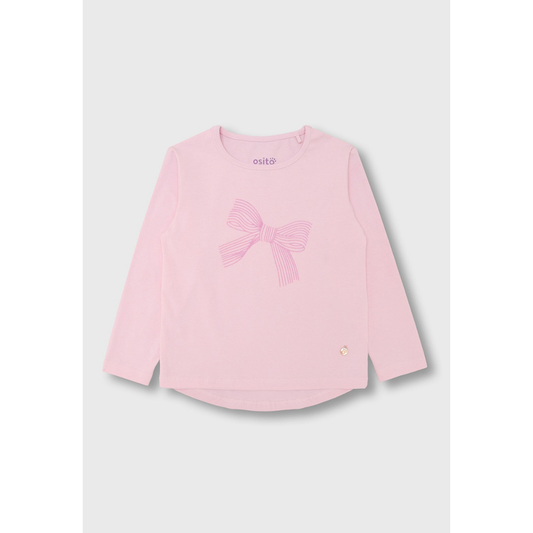 Polera Manga larga Osito Rosado Niña