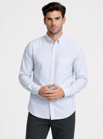 CAMISA A CUADROS REGULAR FIT CELESTE | PIERO BUTTI