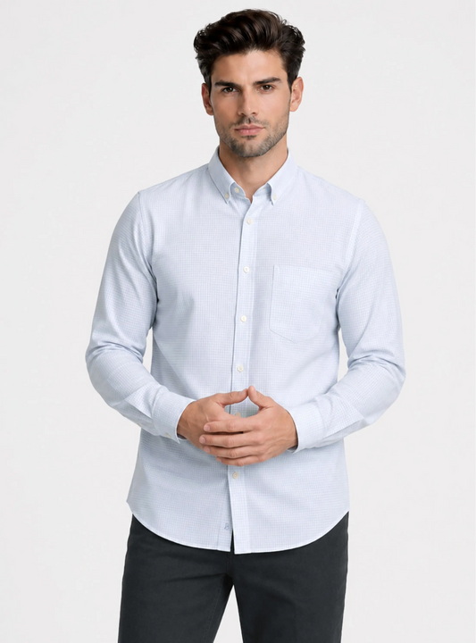 CAMISA A CUADROS REGULAR FIT CELESTE | PIERO BUTTI