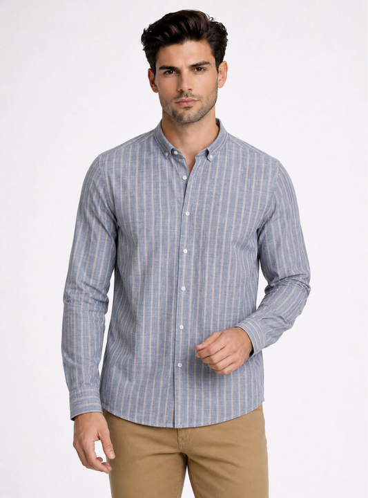 CAMISA A RAYAS REGULAR FIT DENIM | PIERO BUTTI