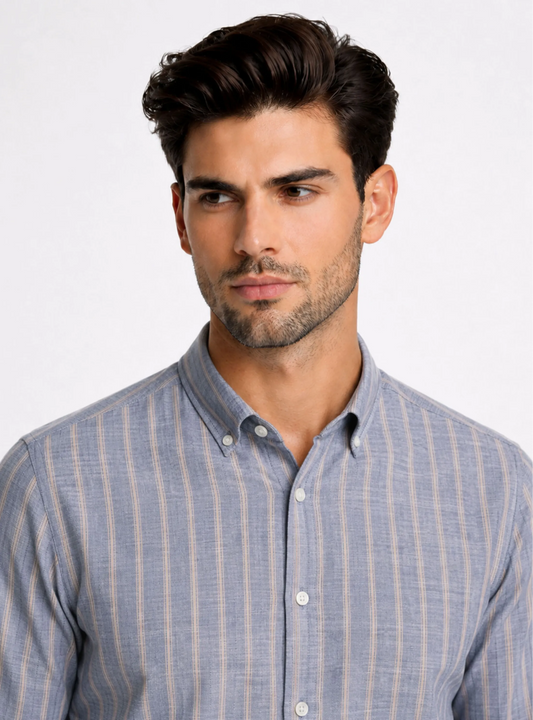 CAMISA A RAYAS REGULAR FIT DENIM | PIERO BUTTI