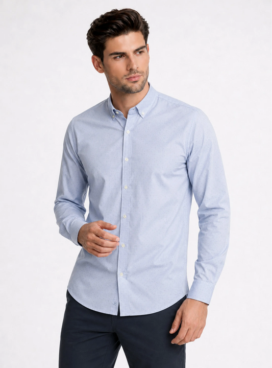 CAMISA FANTASÍA REGULAR FIT CELESTE | PIERO BUTTI