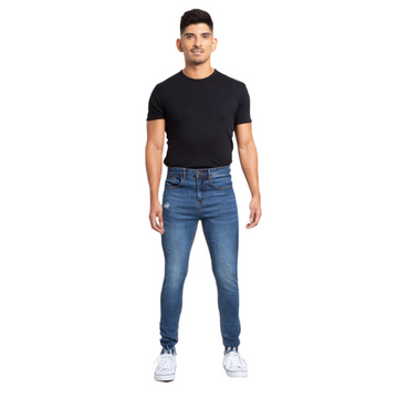 Jeans IDEM Hombre Skinny Azul Focalizado Medio Con Destroyer