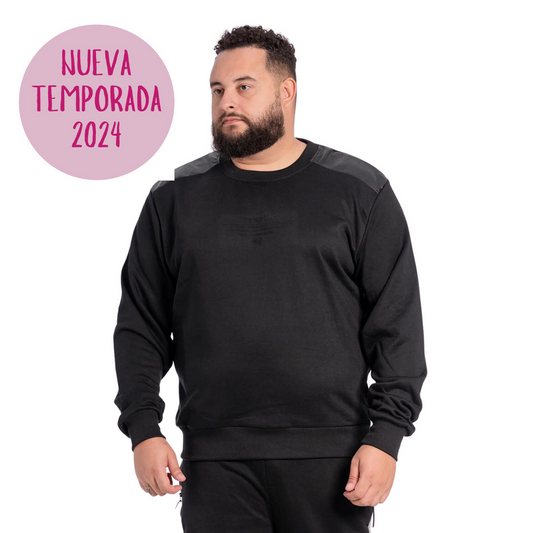 POLERON GANGSTER PLUS SIZE MANGA LARGA NEGRO